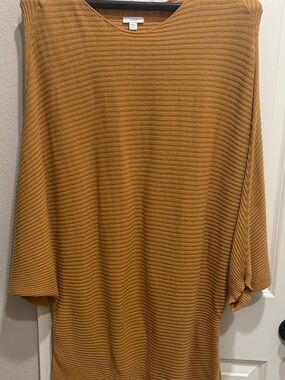 Cozy Ribbed Scoop Neck Sweater - Mustard